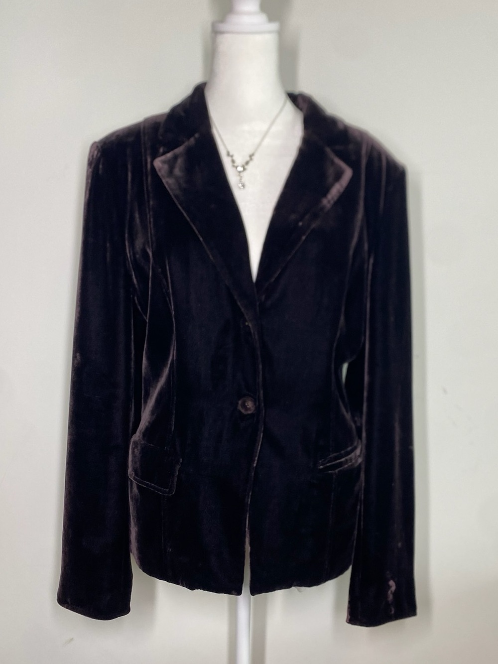 Jones New York Velvet Single-Button Blazer - Dark Plum CB279